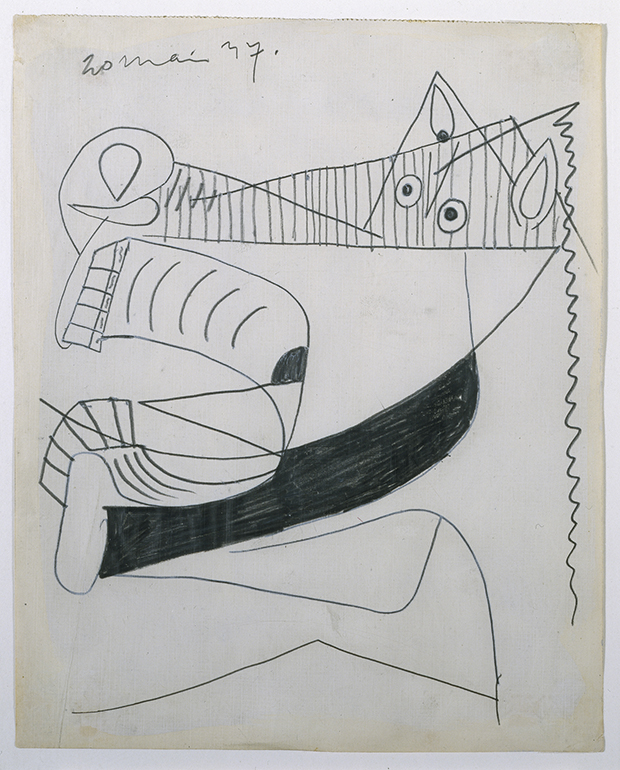 Testa di cavallo (I). Schizzo per “Guernica” (20 maggio 1937), matita, guazzo su carta telata